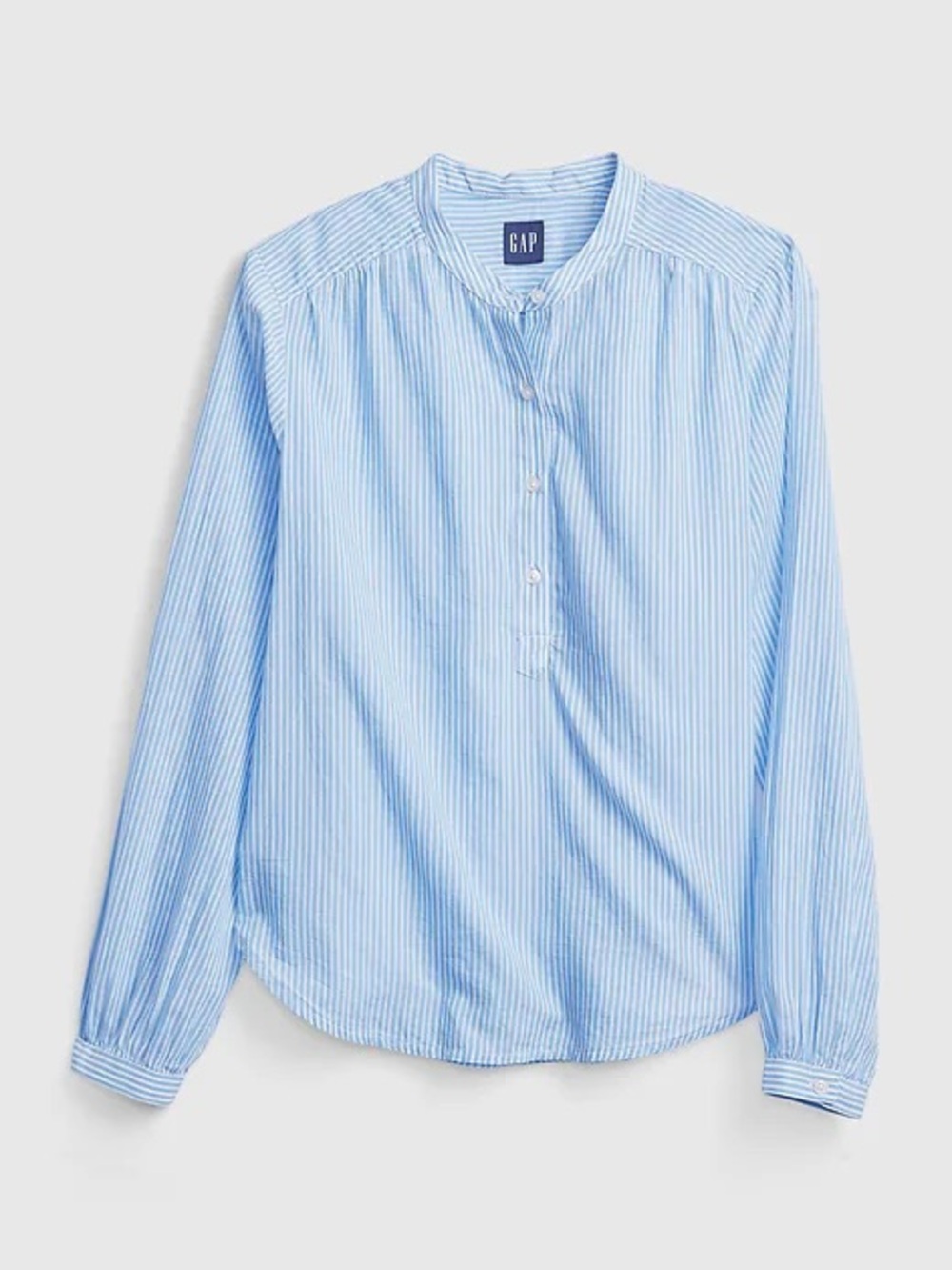 GAP Light Blue Shirred Popover Shirt